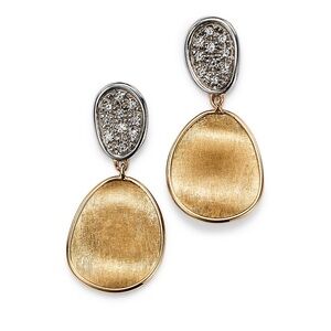 Marco Bicego 18K Yellow & White Gold Lunaria Diamond Double Drop Earrings
